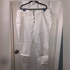 Madewell White Skinny Jeans button fly, raw hem 37
